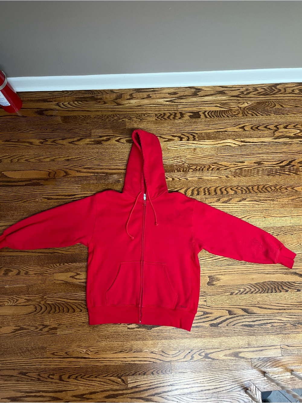 TNA Cozy Fleece Boyfriend Zip Hoodie in Bright Red